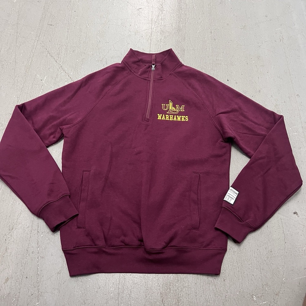 ULM Warhawks Quarter Zip‎ Pullover Sweatshirt Maroon Colosseum Athletics Size S